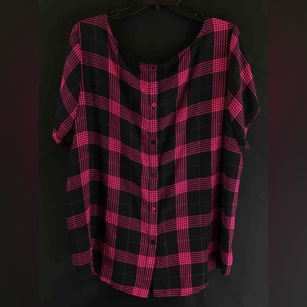 Torrid Plaid Button Back Blouse - image 2